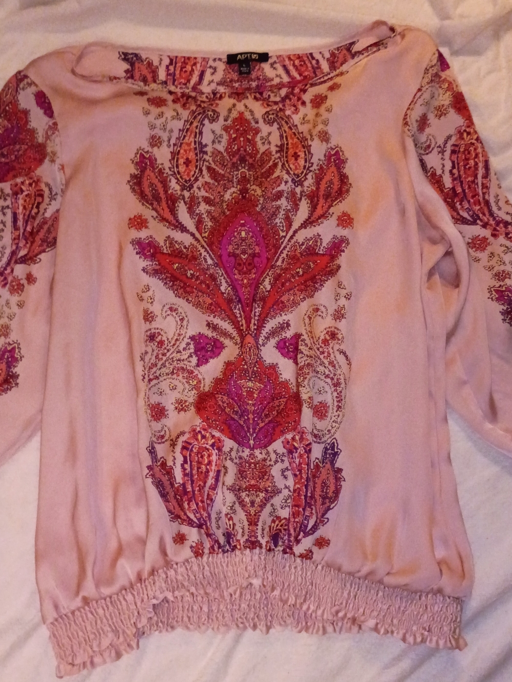 Apt. 9 pink paisley blouse with 3/4 sleeves L